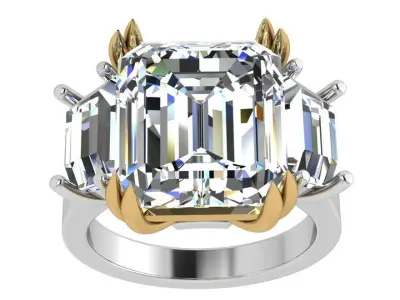 Emerald Diamond Ring 4499 3D print model