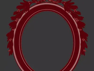 classic frame Baroque Oval Mirror Frame STL for CNC Carving 3D model