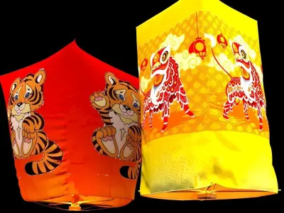 Chinese sky lantern 3D model buy