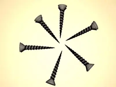 Screw screws in circle Low-poly 3D model