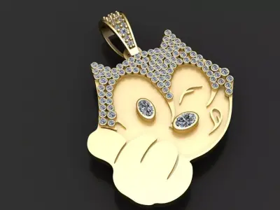 cat face gold pendant 3d printable model  3D print model