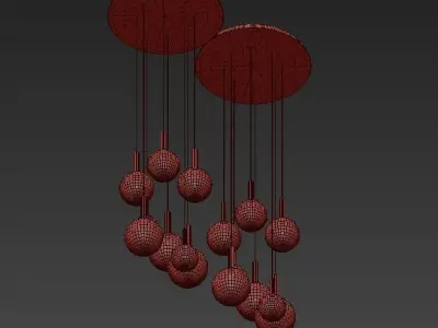Chandelier with balls hanging from it 3D model