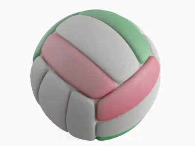 Leather Volleyball Ball 02 3D model