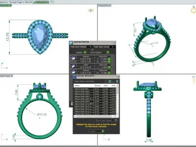 Luxury Engagement Diamond ring pear 3D print model