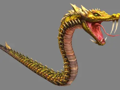 Golden Python - Venomous snake Low-poly 3D model
