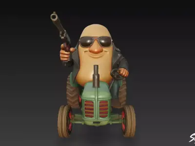 Bulbito Bandito Traktorito - Italian Brainrot Low-poly 3D model