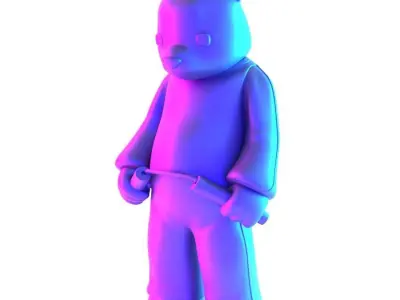 Bruce Lee Bear Game of Death Nunchakus Luke Chueh toy 3D print model