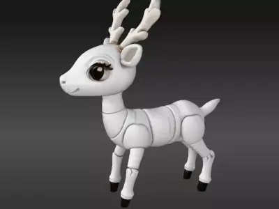 Christmas deer  Cute Articulated Holiday Reindeer 3D Print Model Low-poly 3D model