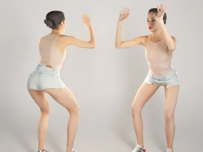 Beautiful woman playing beach volleyball 297 Low-poly 3D model