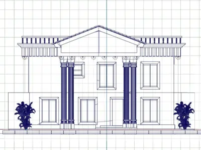 Exterior villa classic 3D model 2022  Low-poly 3D model