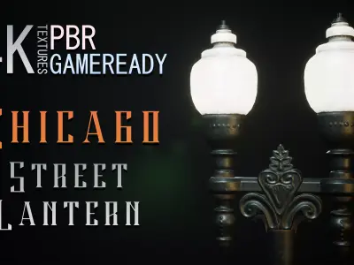 FREE Chicago Street Lantern Prop PBR 4K Game Ready Free low-poly 3D model