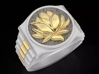 Lotos watch Man Ring silver gold printable jewelry 3D print model