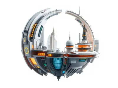 Futuristic Cityscape Sphere Model Pack Low-poly 3D model