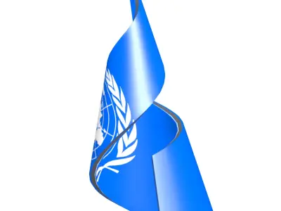  United Nations Flag on helix structure 3D model