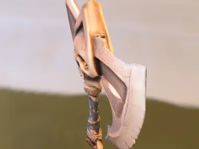 Skull Battle Axe Low-poly 3D model