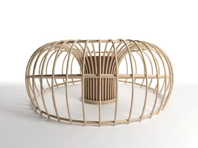 Wood seat Low-poly 3D model