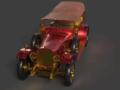 Red vintage car   Low-poly 3D model by aceimagedesign-1