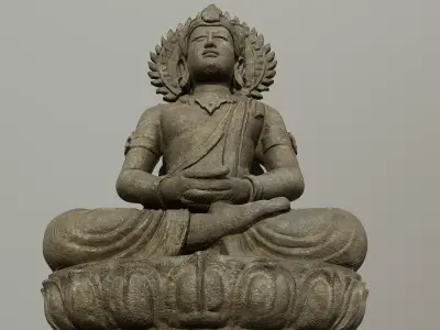Seated Deity Buddha Stone 3D model