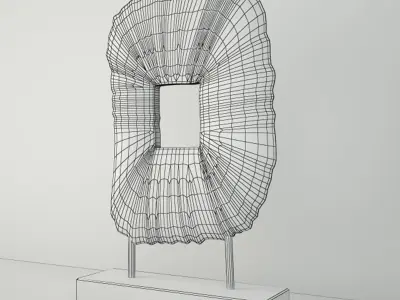 Carved Wood Sculpture on Stand 3D model
