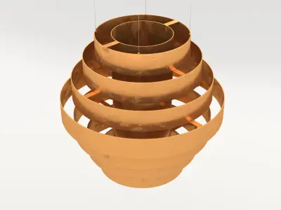 Gold Ring Hanging Pendant Light Fixture 004 3D model