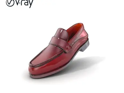 Burgundy Leather Loafer Model Pack Low-poly 3D model