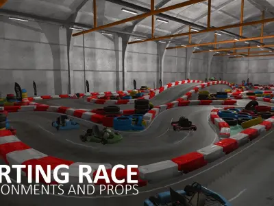 Karting race - environments and props Low-poly 3D model