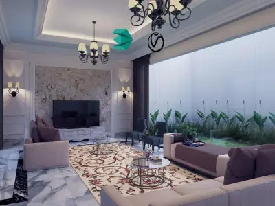 interior american classic style 3D model