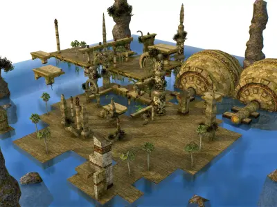 Polygon Location Aztec Ruins LowPoly Low-poly 3D model