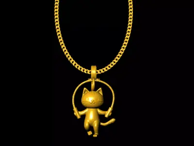 Exercise Cat pendant charms - one inch pendant 3D print model
