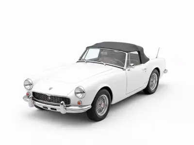 A White Classic Convertible 3D model
