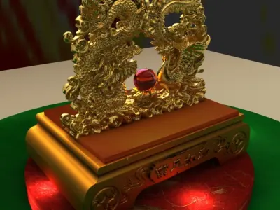 Chinese dragon and Phoenix 3D model
