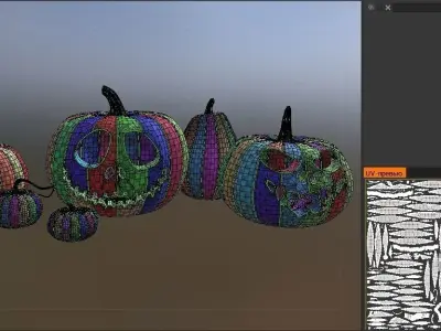 Pumpkins for Halloween hand-paint Low-poly 3D model
