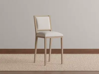 French Contemporary Square Stool 3D model