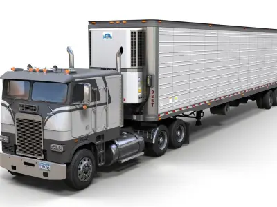 Freightliner van trailer Low-poly 3D model