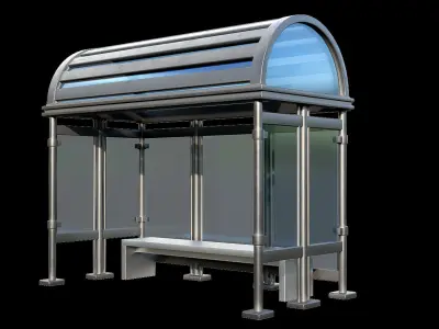 Game Ready Bus Stop 14 Low-poly 3D model