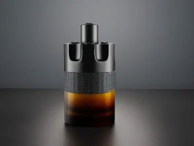 Luxury Perfume Bottle Matte Black and Amber Glass Design 3D model