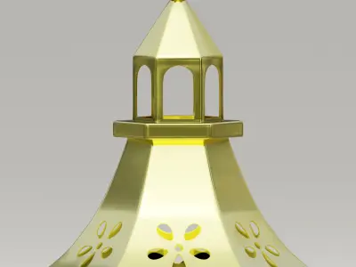 Metallic Arabian lantern with engraved glass 3D model