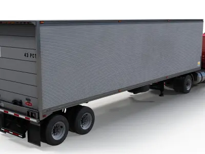 Cabover tracktor semitrailer Low-poly 3D model