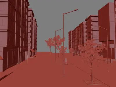 Street - Overcast and Sunny Full Scene 3D model