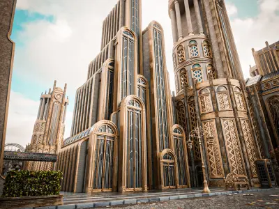 ART DECO SKYSCRAPER BUILDING 06 Low-poly 3D model