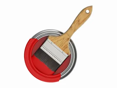 Paint bucket opened with brush 02 3D model