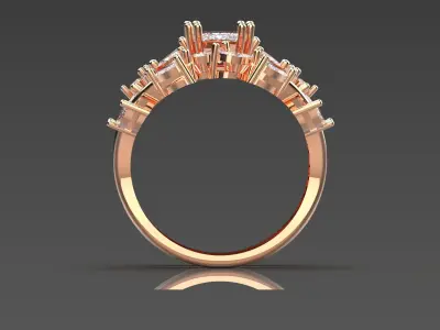 Luxury rose gold engagement ring with diamond model wr0100 3D print model
