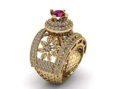 QUEEN ENGAGEMENT RUBY RING  3D PRINTBLE MODEL 3D print model