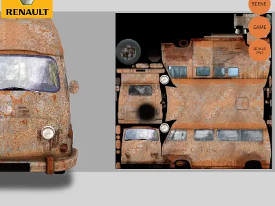 Renault Estafette Rust Low-poly 3D model