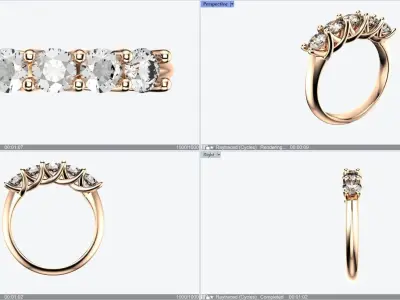 5 Stone Crisscross Claw Setting Ring Equaling 1ct 3D print model