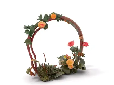 Elegant Floral Wreath model pack Low-poly 3D model