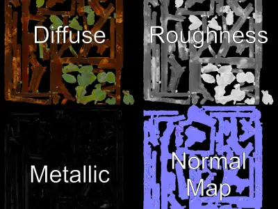 Decorative Rustic Frame with Plant Holder Model Pack Low-poly 3D model