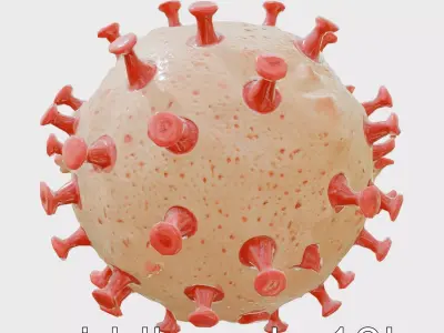 Coronavirus Model with Detailed Spike Proteins Low-poly 3D model