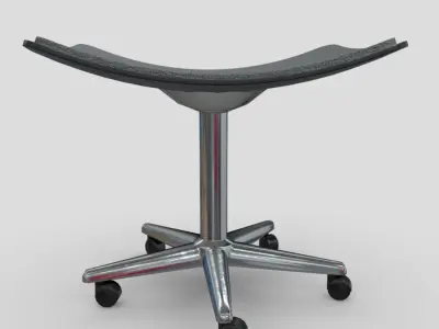 Stool 2 office chair with wheels Low-poly 3D model
