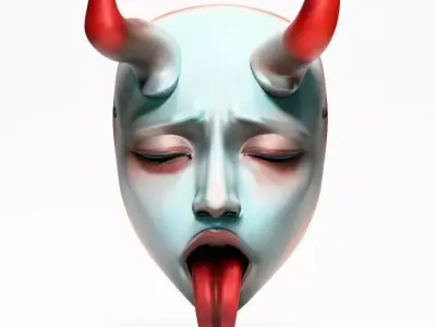 Japanese Sucubo Caress Ahegao Tongue Nipponese mask toy 3D print model